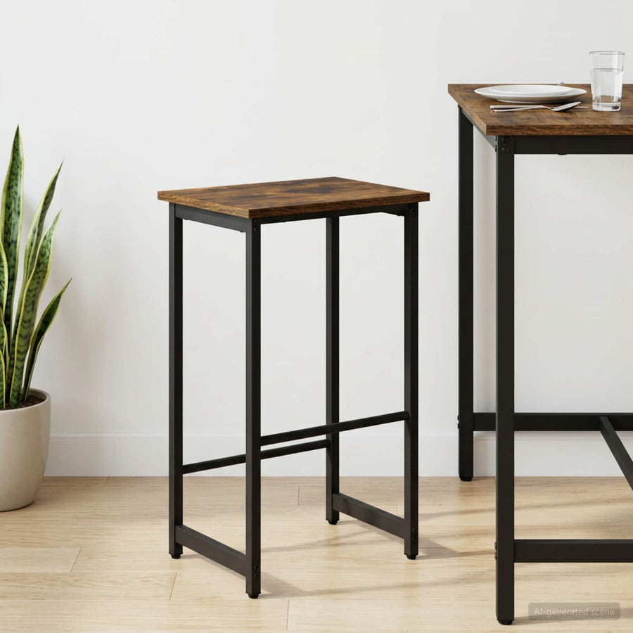 Barkruk Gerookt eiken 40 x 32 x 74 cm Bewerkt hout