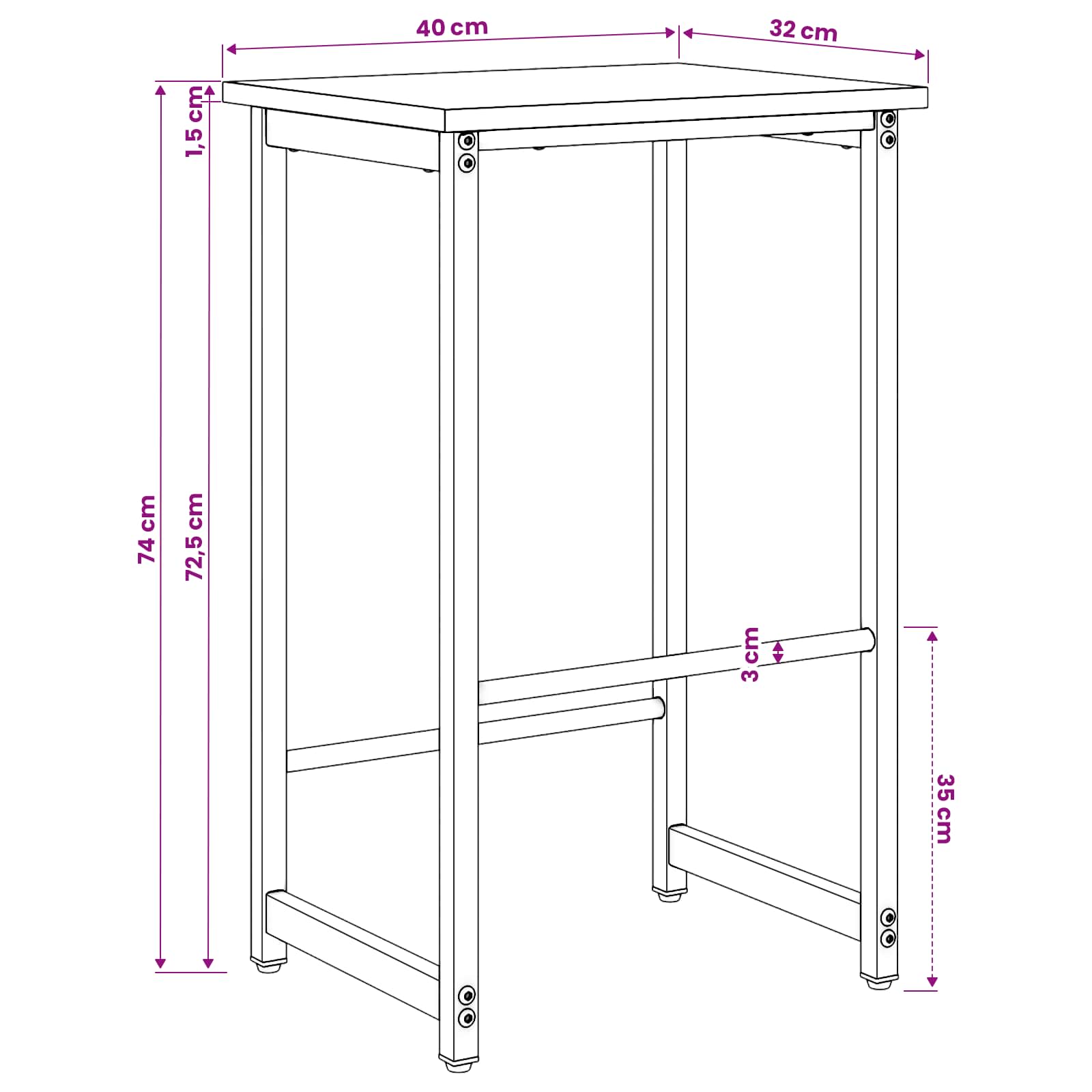Barkruk 2 st Oud hout 40 x 32 x 74 cm Bewerkt hout