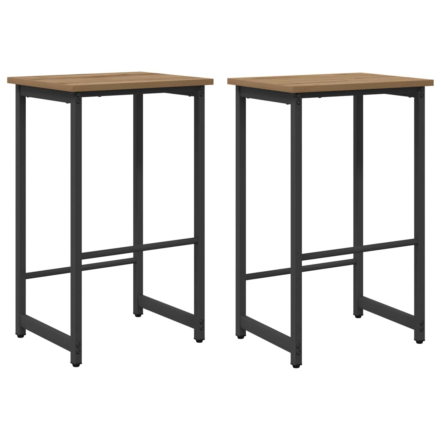 Barkruk 2 st Artisanaal eiken 40 x 32 x 74 cm Bewerkt hout