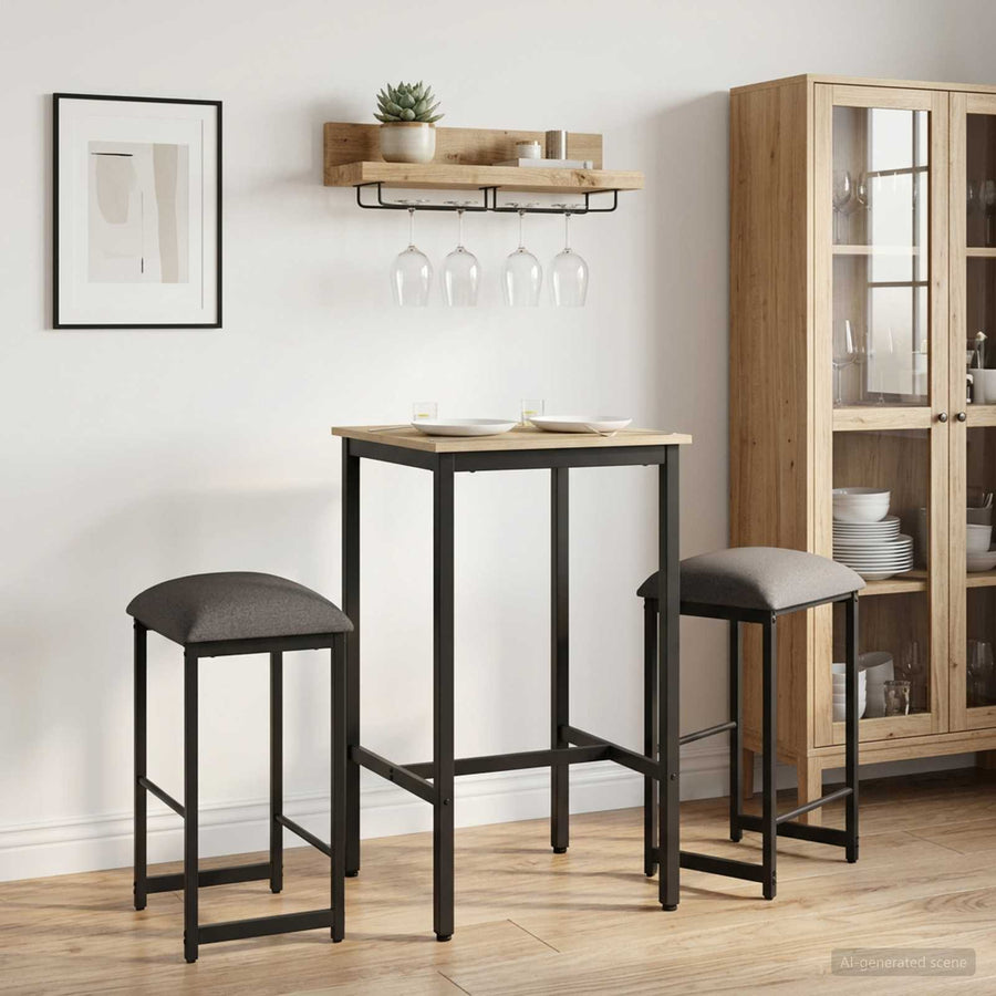 Barkruk 2 st Lichtgrijs 40 x 32 x 64 cm Bewerkt hout