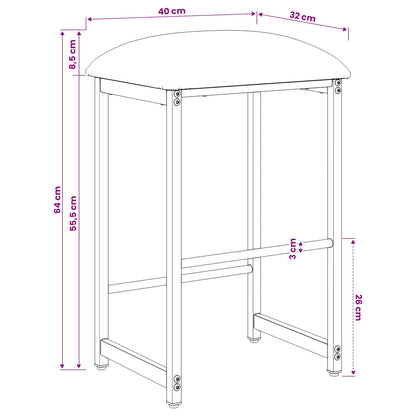 Barkruk 2 st Lichtgrijs 40 x 32 x 64 cm Bewerkt hout