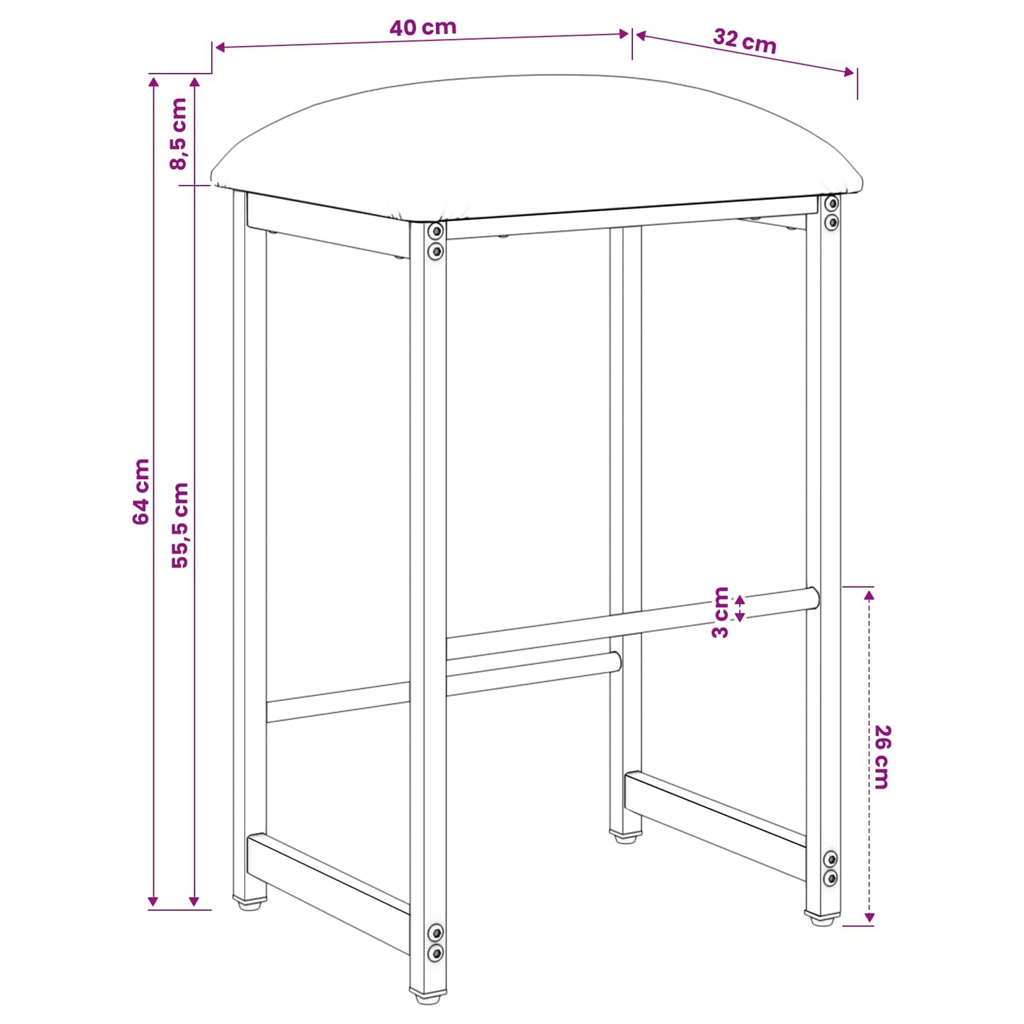 Barkruk Taupe 40 x 32 x 64 cm Bewerkt hout