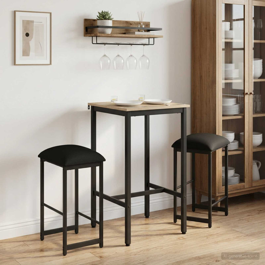 Barkruk 2 st Zwart 40 x 32 x 74 cm Bewerkt hout