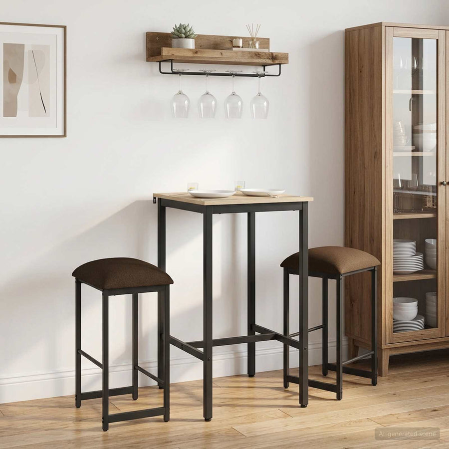 Barkruk 2 st Taupe 40 x 32 x 74 cm Bewerkt hout