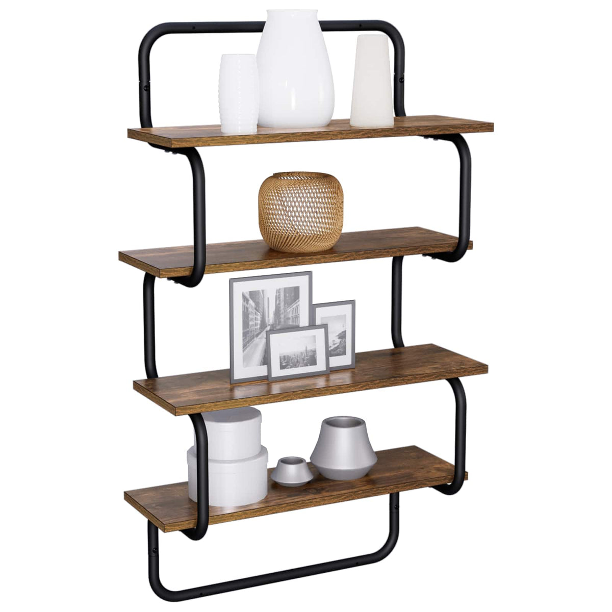 4-laags Wandplank Gerookt eiken 80 x 24,5 x 104 cm Bewerkt hout