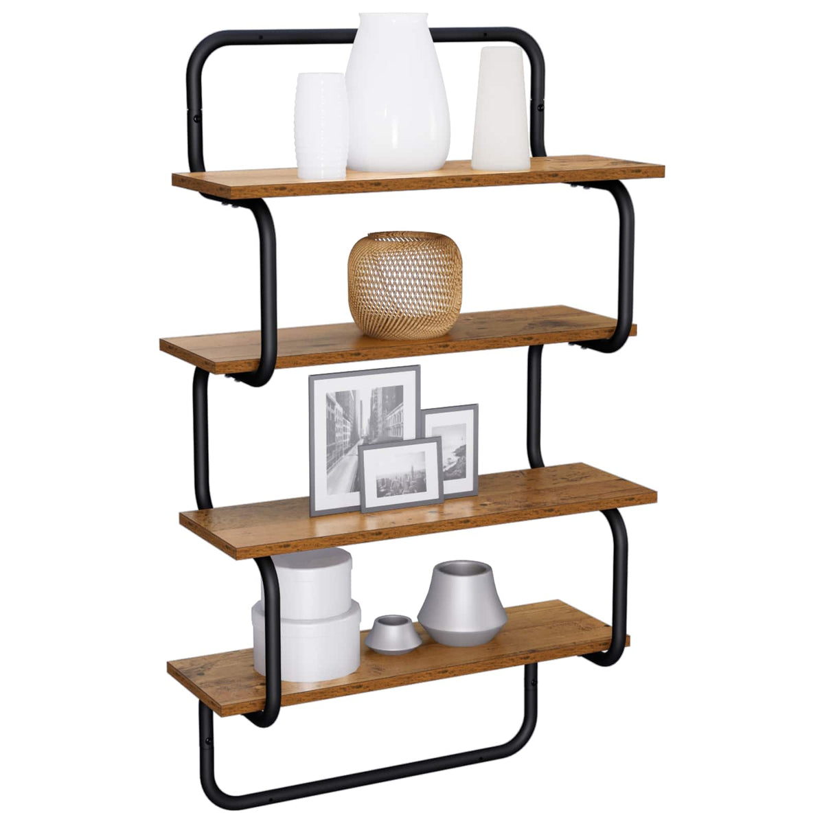 4-laags Wandplank Oud hout 80 x 24,5 x 104 cm Bewerkt hout