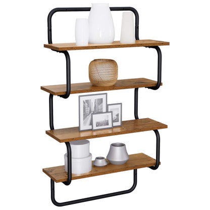 4-laags Wandplank Oud hout 80 x 24,5 x 104 cm Bewerkt hout