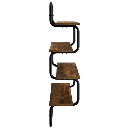 4-laags Wandplank Gerookt eiken 60 x 24,5 x 104 cm Bewerkt hout