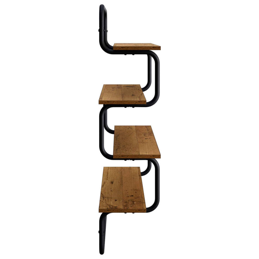 4-laags Wandplank Oud hout 60 x 24,5 x 104 cm Bewerkt hout