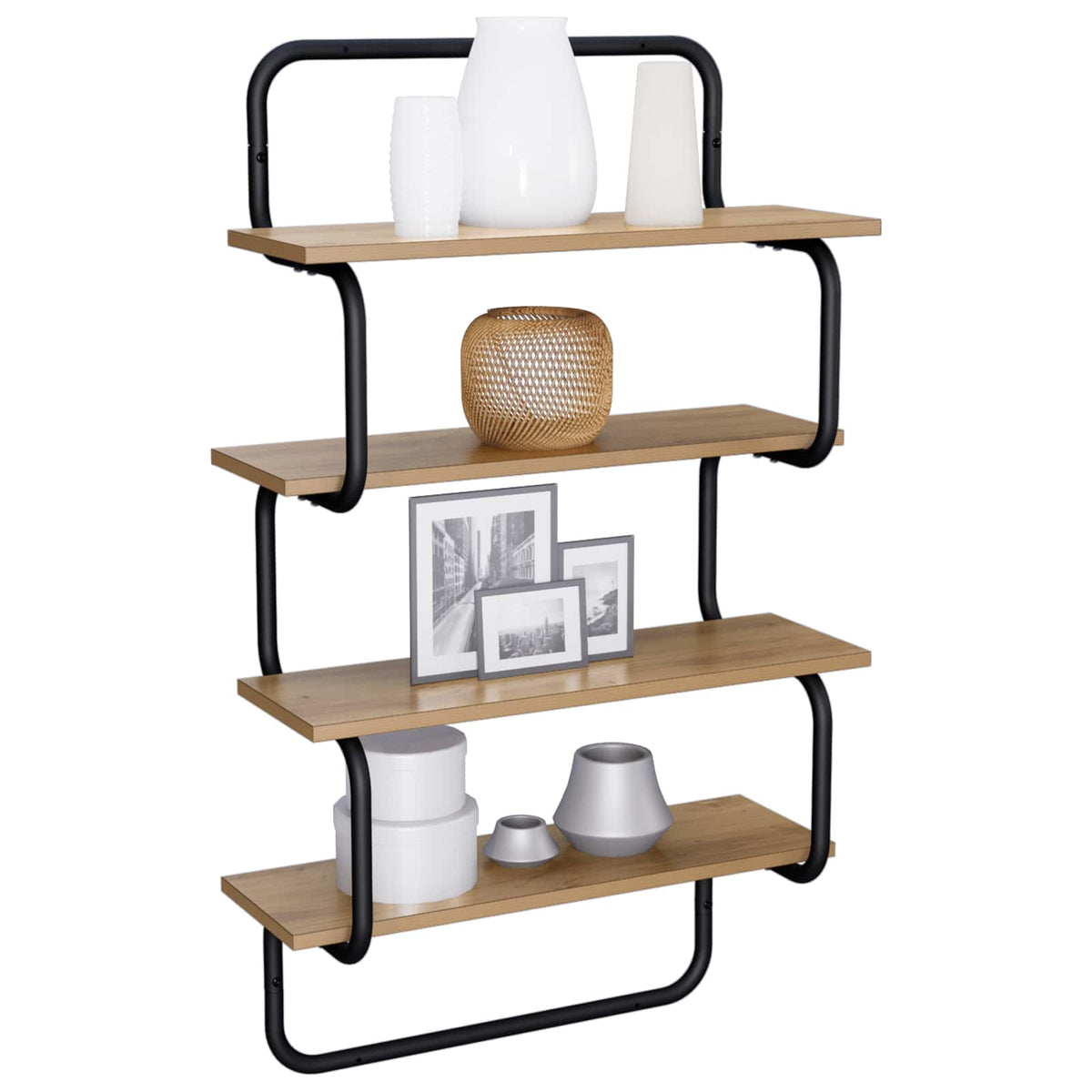 4-laags Wandplank Artisanaal eiken 40 x 24,5 x 104 cm