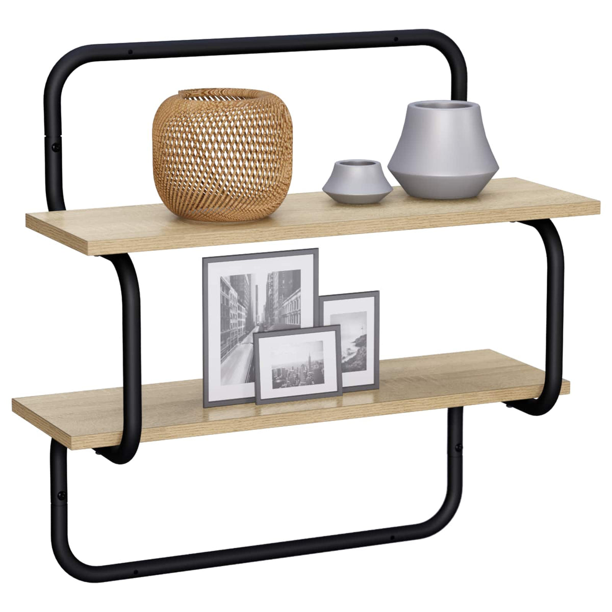 Wandplank met 2 niveaus Sonoma Eiken 80 x 24,5 x 61 cm