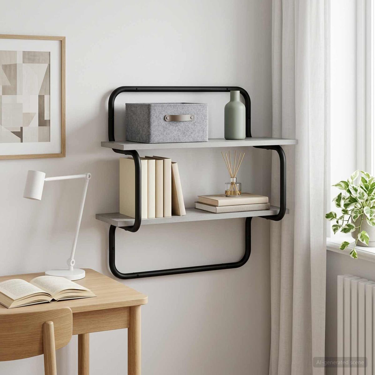 Wandplank met 2 niveaus Grijs Sonoma 80 x 24,5 x 61 cm