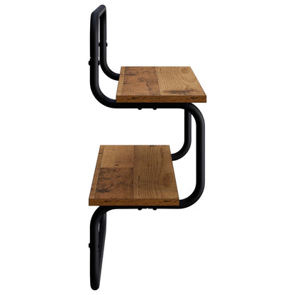 Wandrek met 2 niveaus Oud hout 80 x 24,5 x 61 cm Bewerkt hout