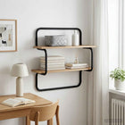 Wandplank met 2 niveaus Artisanaal eiken 80 x 24,5 x 61 cm