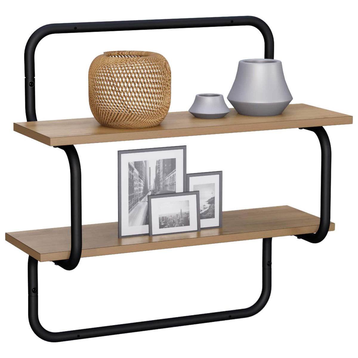 Wandplank met 2 niveaus Artisanaal eiken 80 x 24,5 x 61 cm