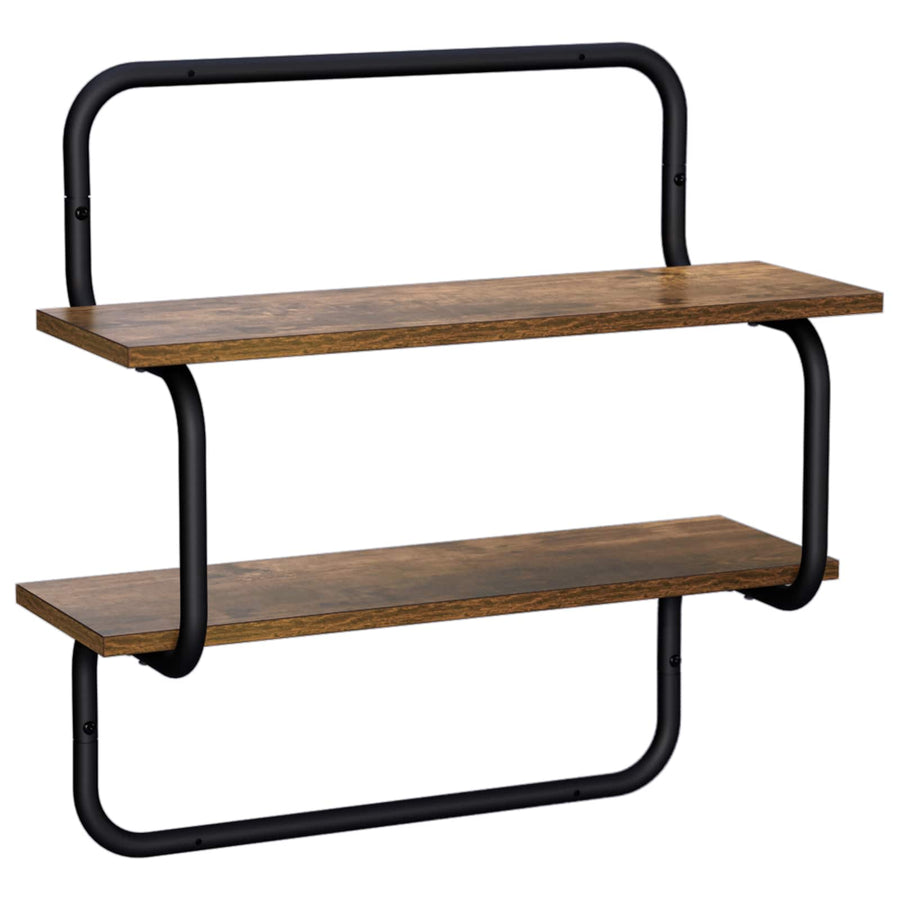 Wandschap met 2 niveaus Gerookt eiken 60 x 24,5 x 61 cm
