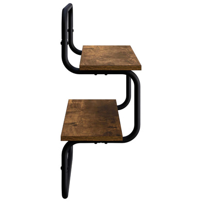 Wandschap met 2 niveaus Gerookt eiken 60 x 24,5 x 61 cm
