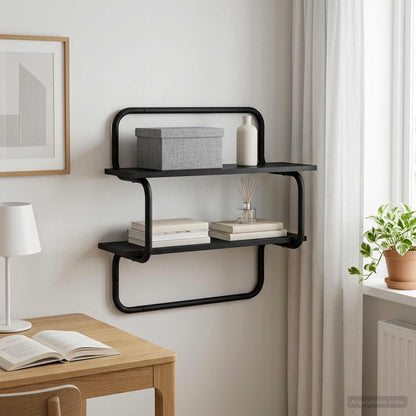 Wandrek met 2 niveaus Zwart eiken 40 x 24,5 x 61 cm
