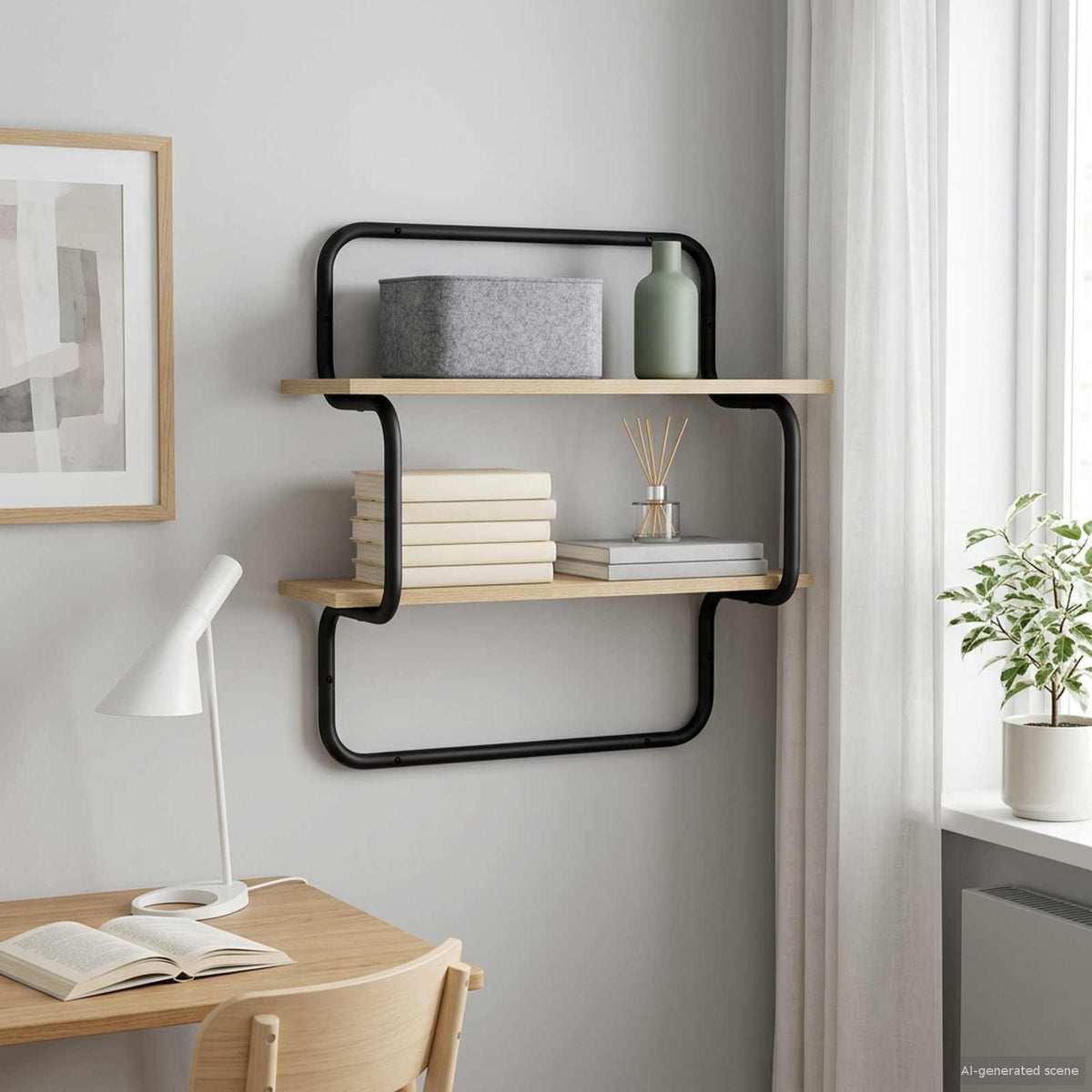 Wandplank met 2 niveaus Sonoma Eiken 40 x 24,5 x 61 cm