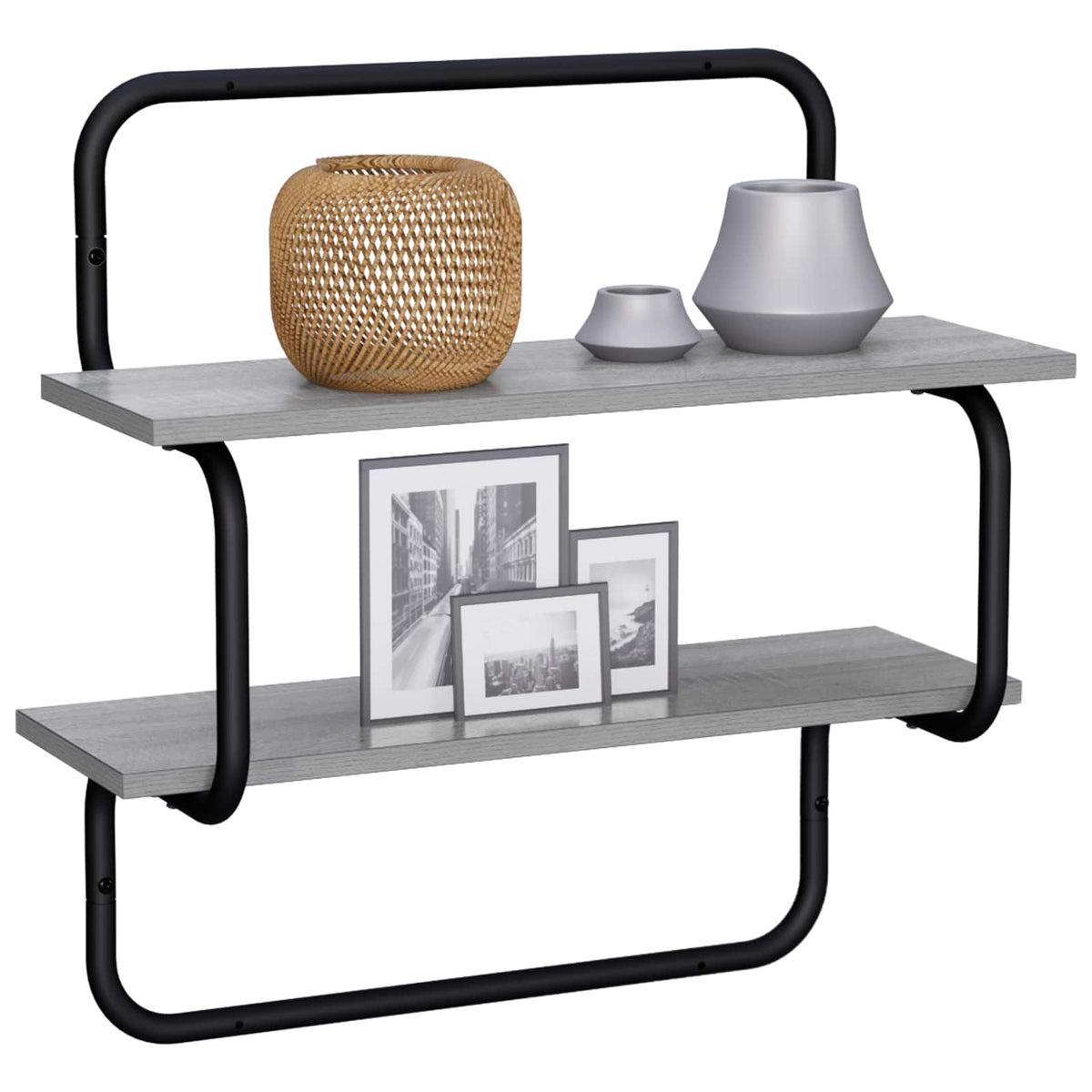 Wandplank met 2 niveaus Grijs Sonoma 40 x 24,5 x 61 cm