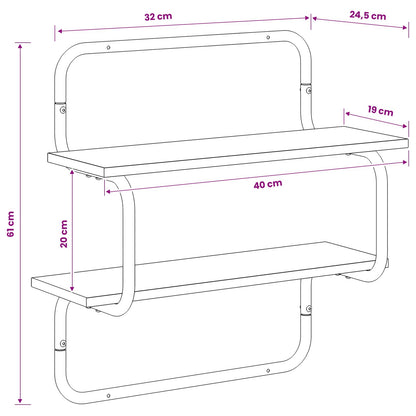 2-laags wandplank Artisan eiken 40 x 24,5 x 61 cm Bewerkt hout