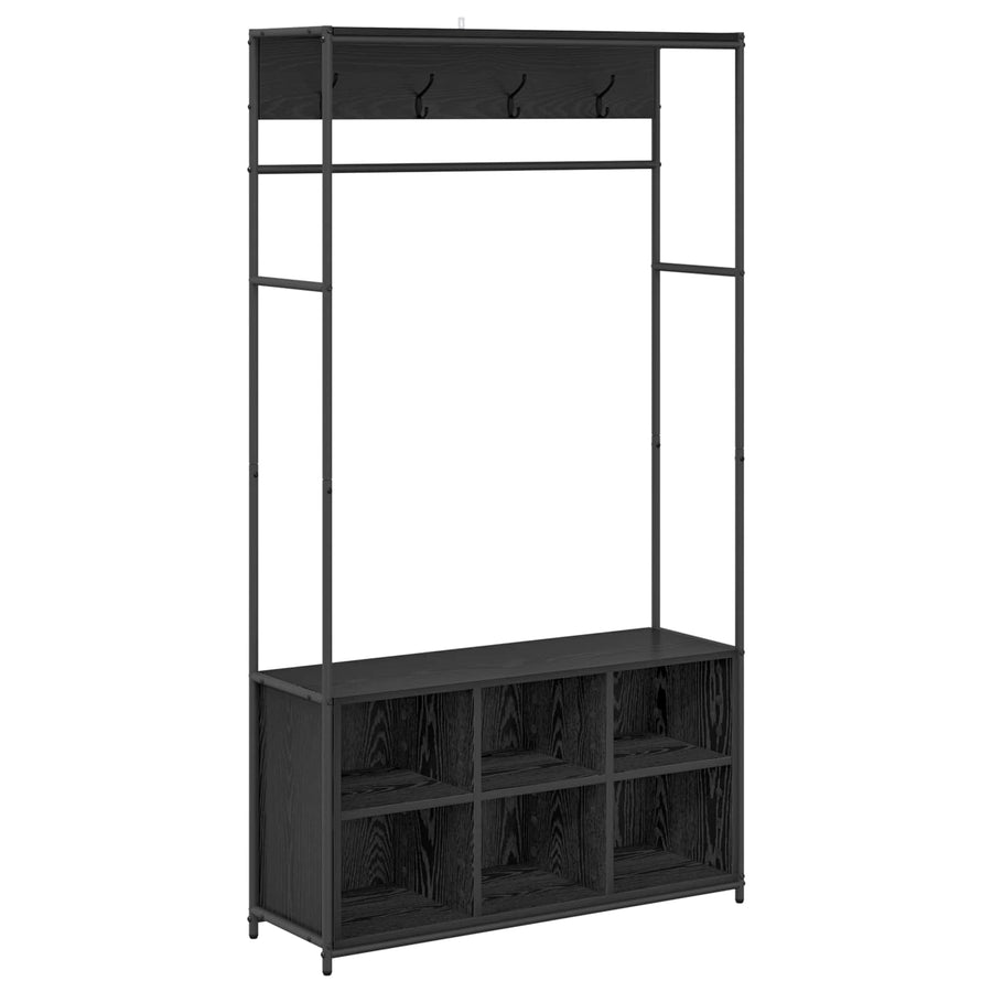 Kapstok met schoenenbank Zwart eiken 100 x 32 x 180,5 cm