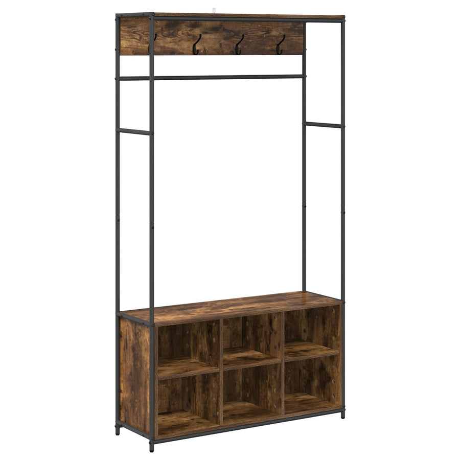 Kapstok met schoenenbank Gerookt eiken 100 x 32 x 180,5 cm