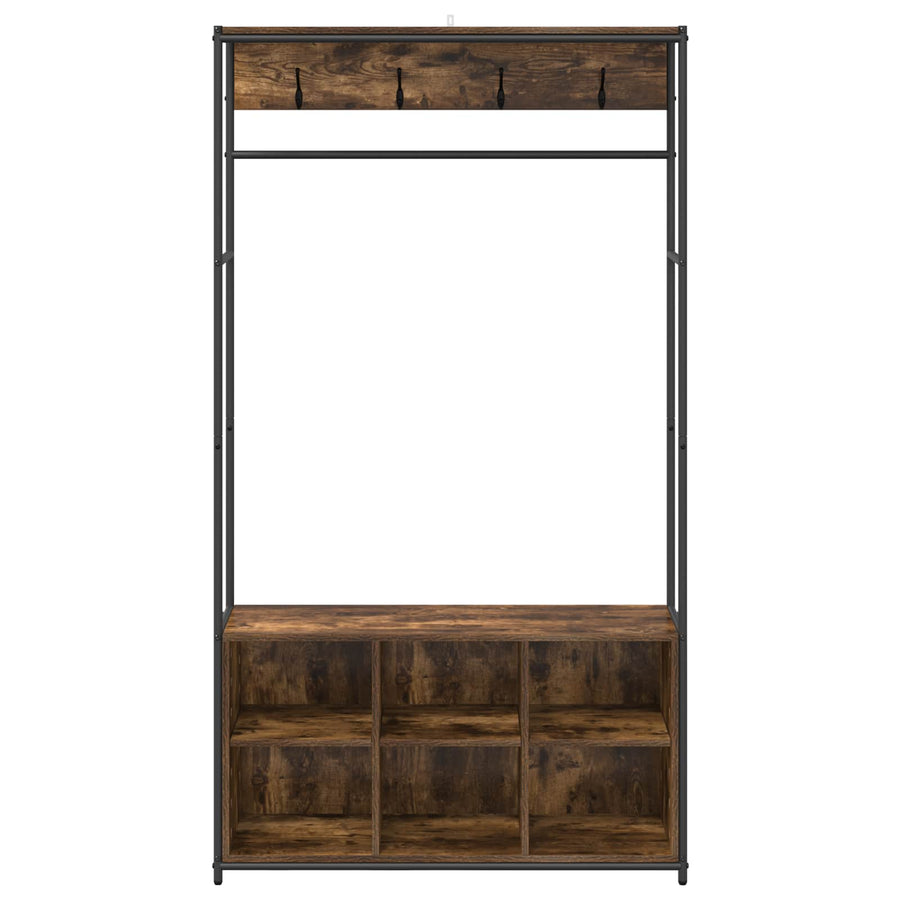 Kapstok met schoenenbank Gerookt eiken 100 x 32 x 180,5 cm