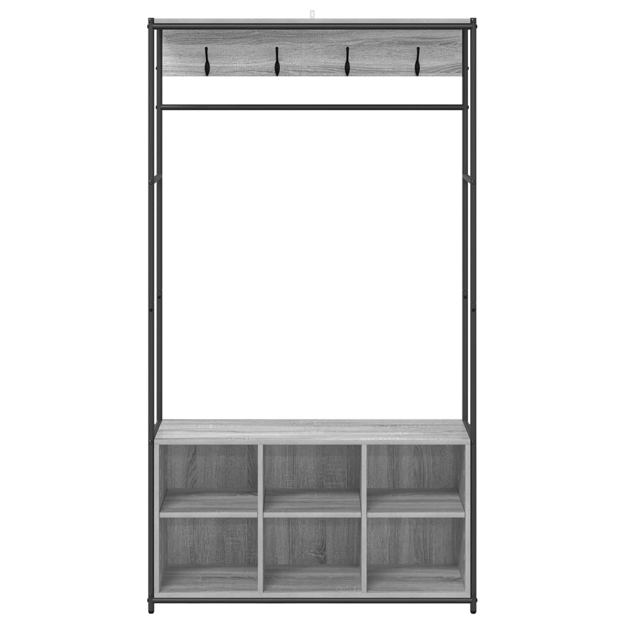 Kapstok met schoenenbank Grijs Sonoma 100 x 32 x 180,5 cm