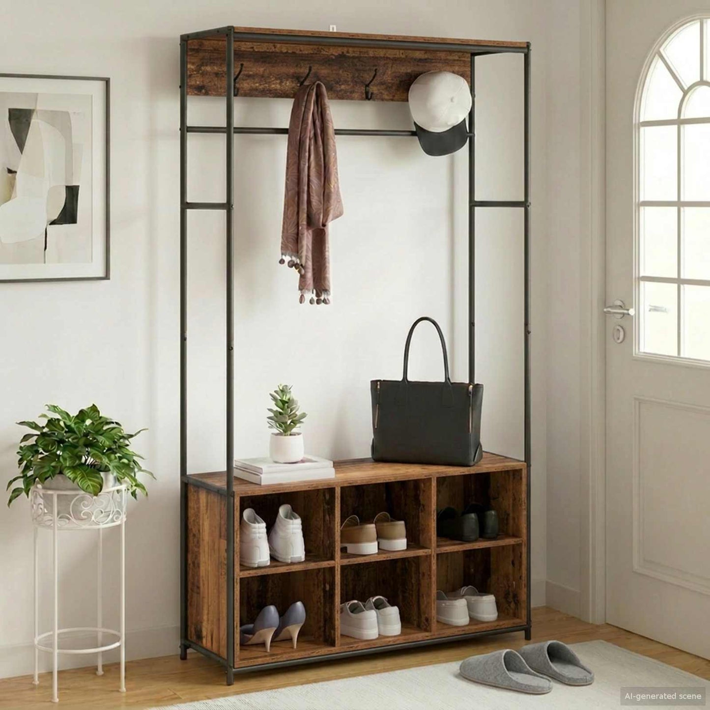Kapstok met schoenenbank Oud hout 100 x 32 x 180,5 cm