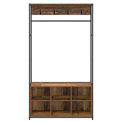 Kapstok met schoenenbank Oud hout 100 x 32 x 180,5 cm