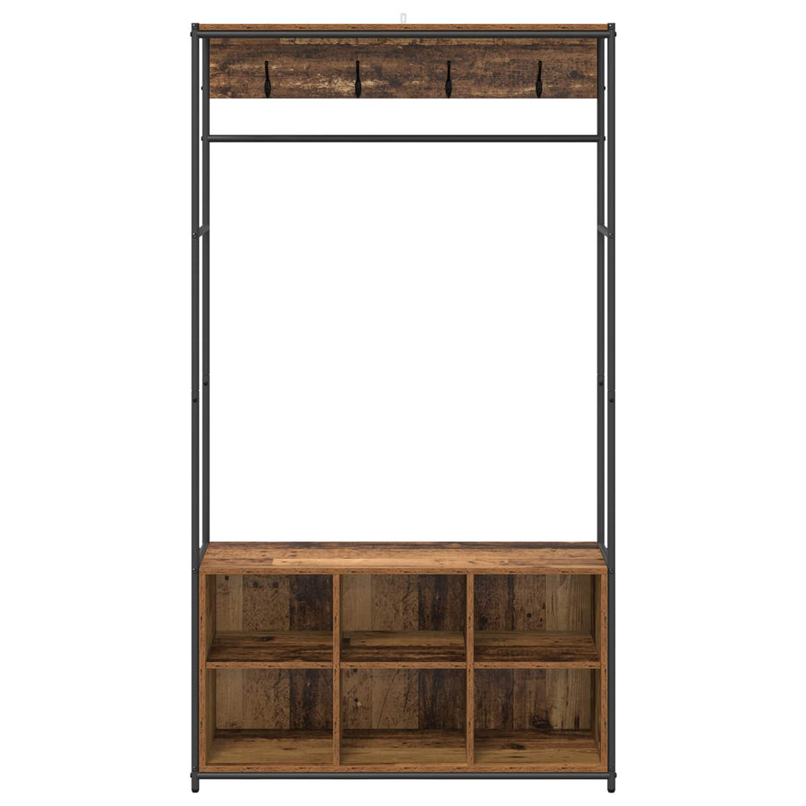 Kapstok met schoenenbank Oud hout 100 x 32 x 180,5 cm