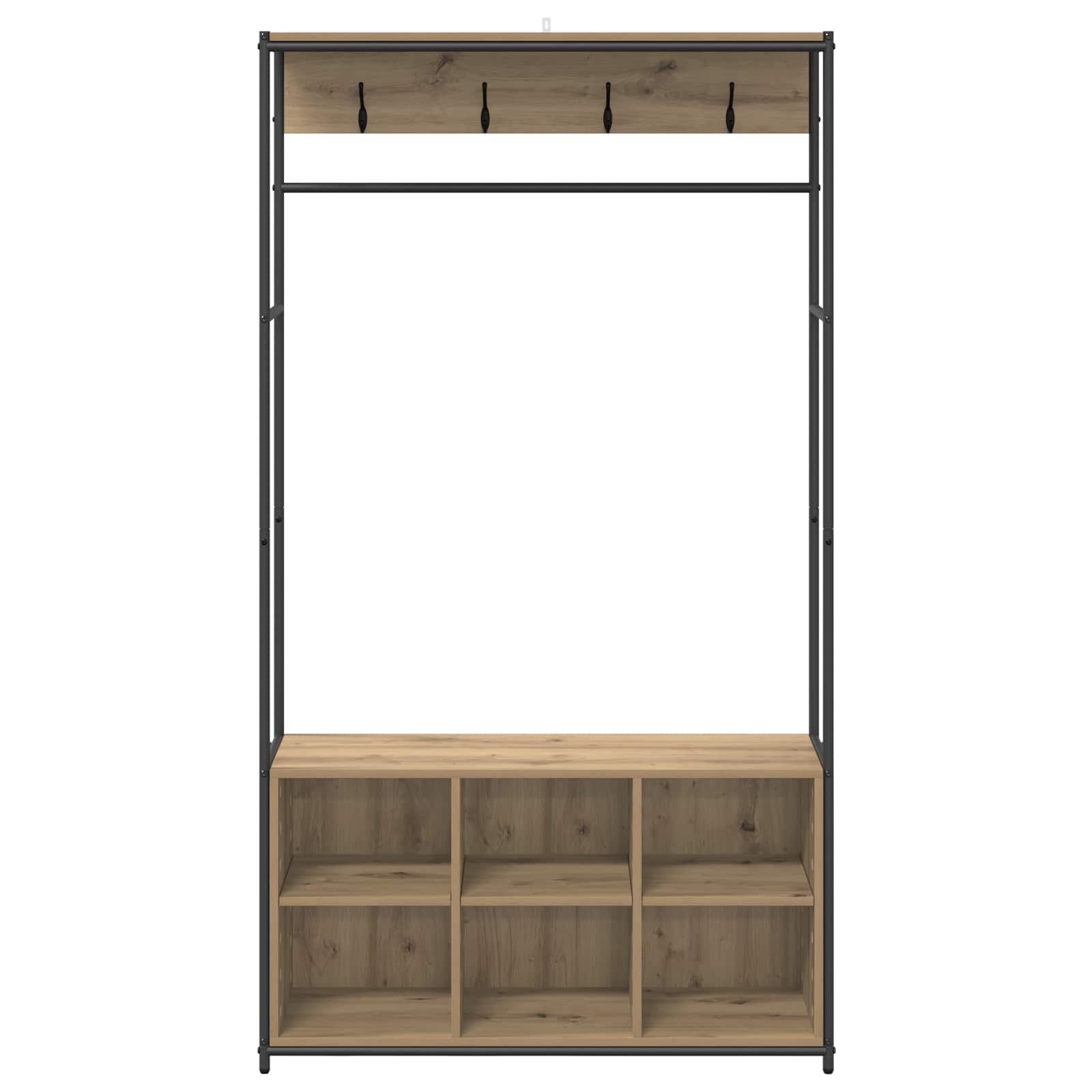 Kapstok met schoenenbank Artisanaal eiken 100 x 32 x 180,5 cm