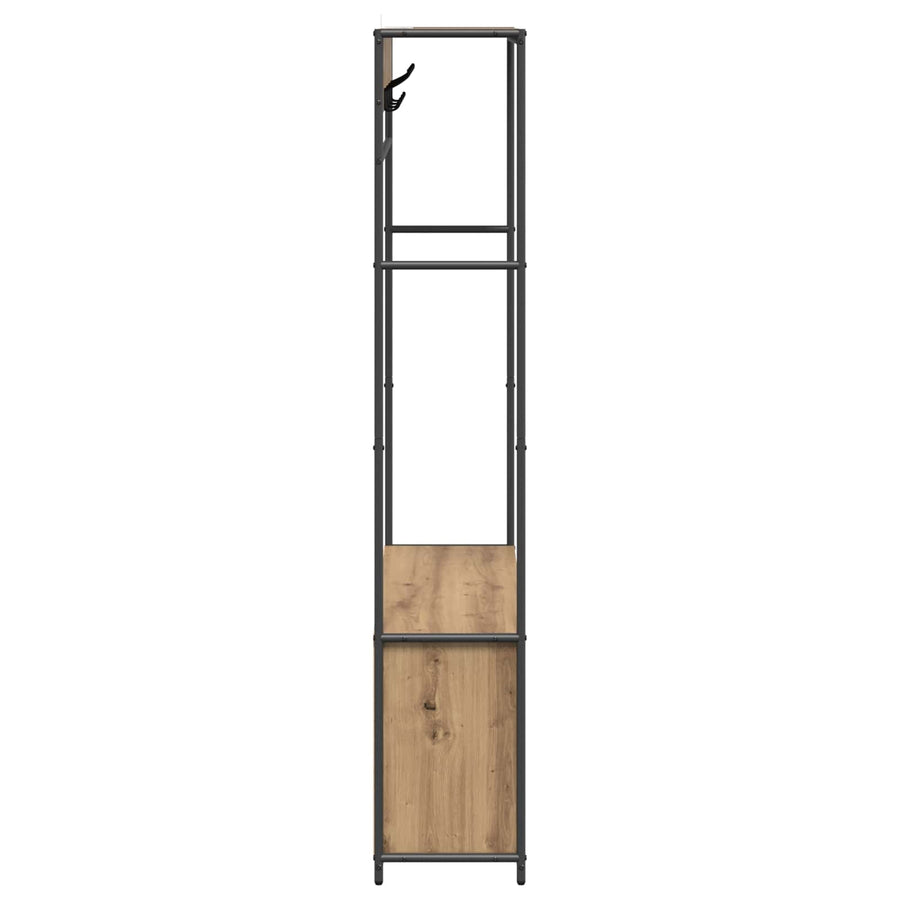 Kapstok met schoenenbank Artisanaal eiken 100 x 32 x 180,5 cm