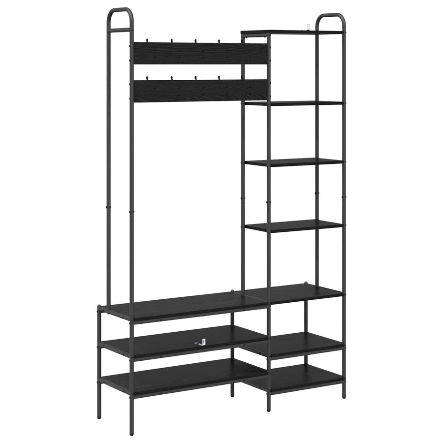 Kapstok met schoenenbank Zwart eiken 120,5 x 34 x 190 cm