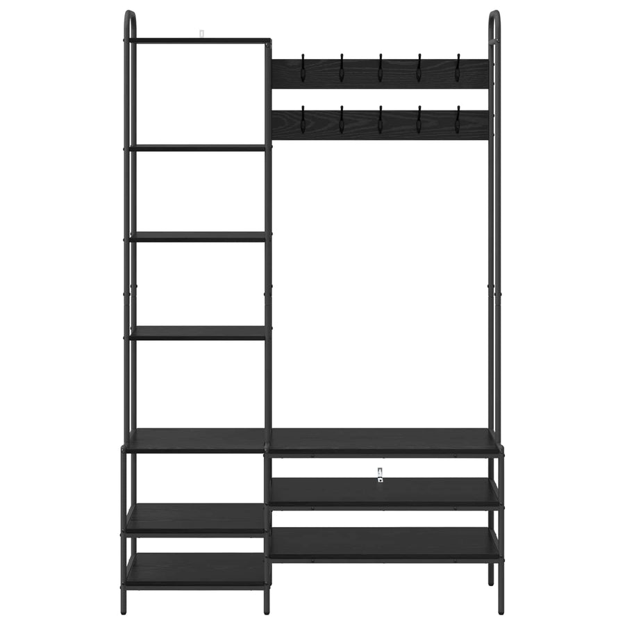 Kapstok met schoenenbank Zwart eiken 120,5 x 34 x 190 cm