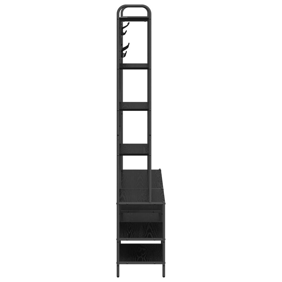 Kapstok met schoenenbank Zwart eiken 120,5 x 34 x 190 cm