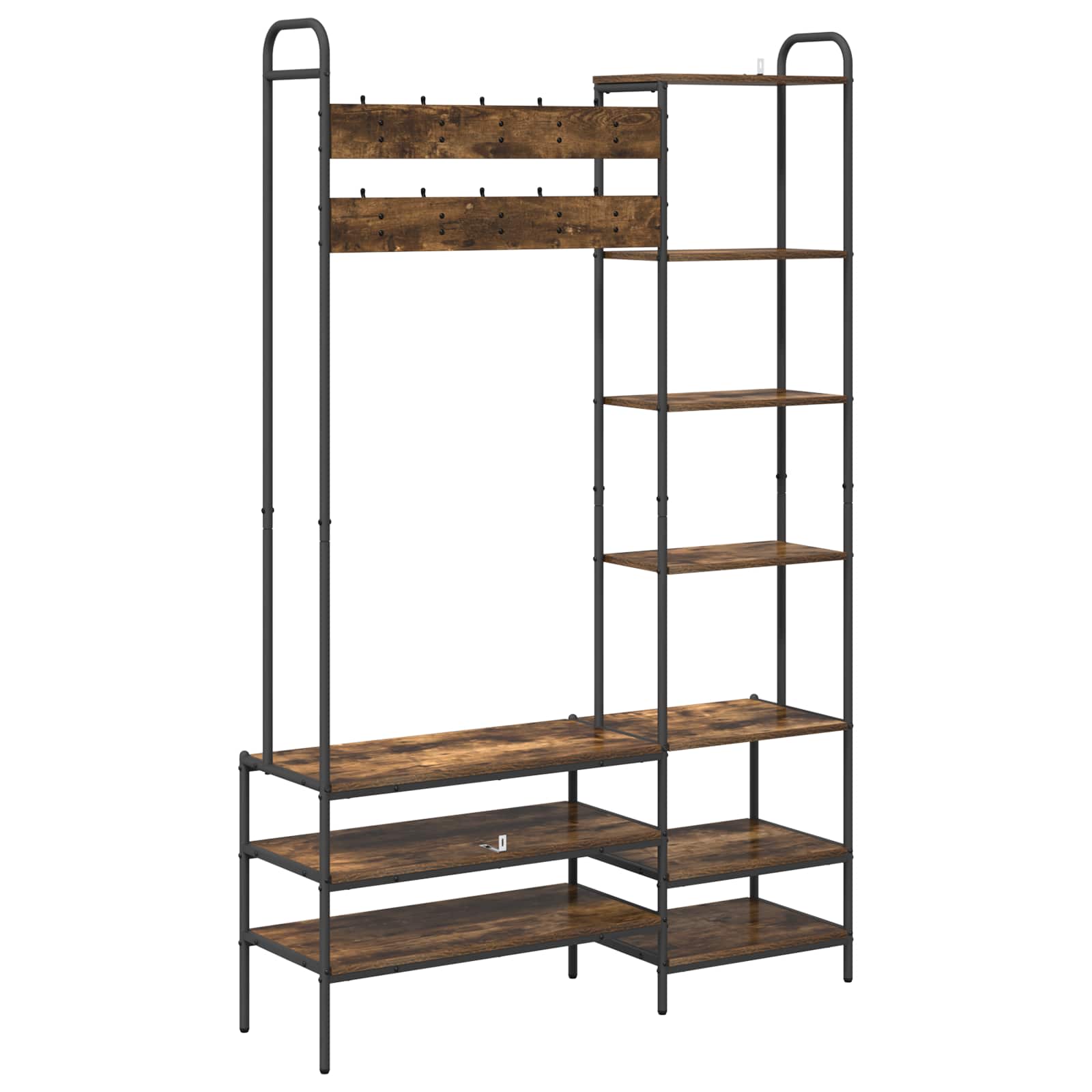 Kapstok met schoenenbank Gerookt eiken 120,5 x 34 x 190 cm
