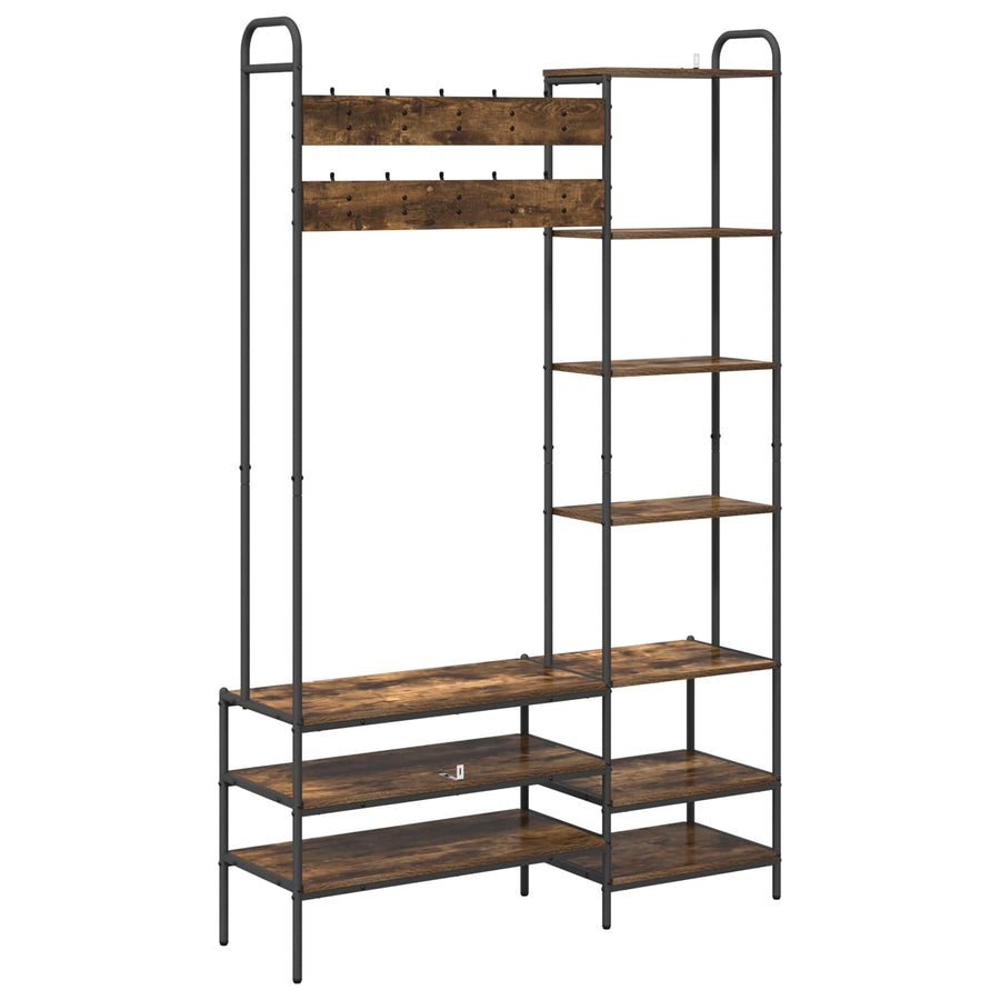 Kapstok met schoenenbank Gerookt eiken 120,5 x 34 x 190 cm
