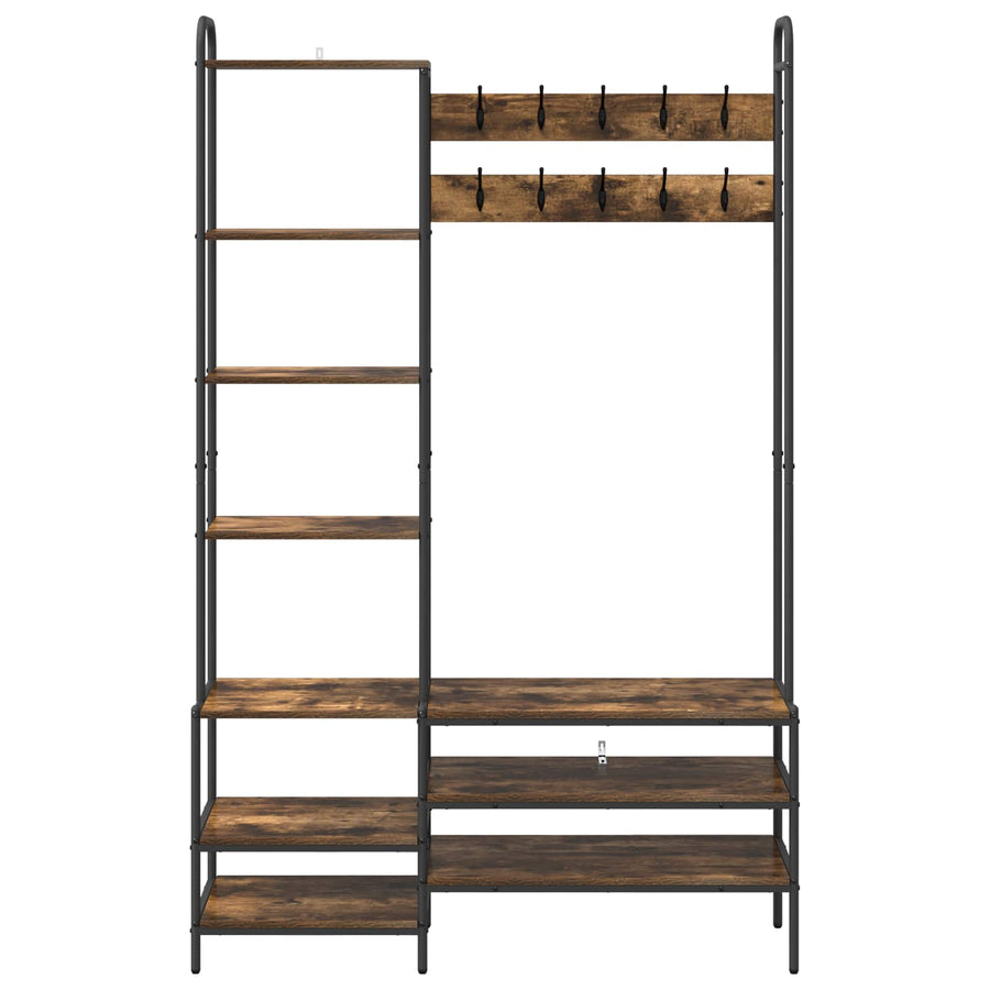 Kapstok met schoenenbank Gerookt eiken 120,5 x 34 x 190 cm