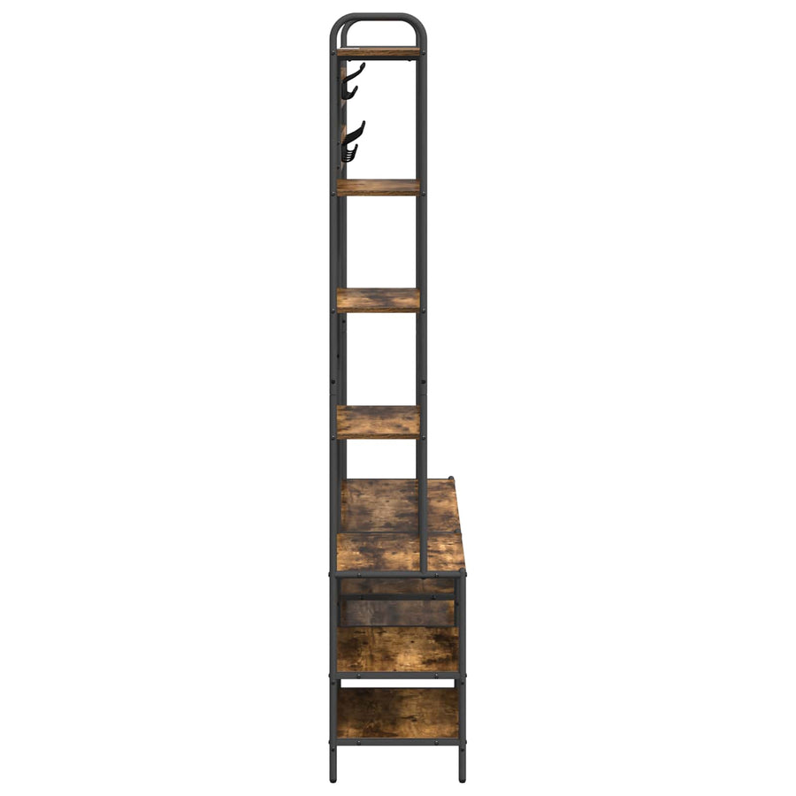 Kapstok met schoenenbank Gerookt eiken 120,5 x 34 x 190 cm