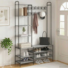 Kapstok met schoenenbank Grijs Sonoma 120,5 x 34 x 190 cm