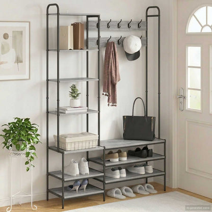 Kapstok met schoenenbank Grijs Sonoma 120,5 x 34 x 190 cm