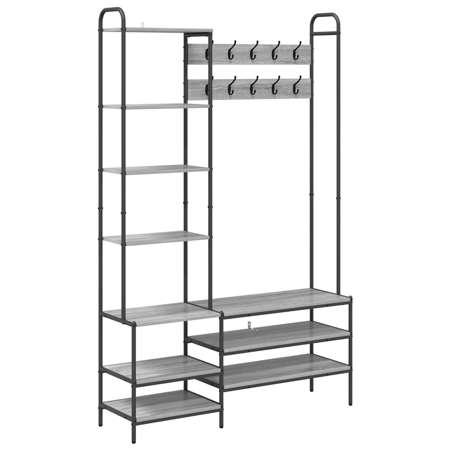 Kapstok met schoenenbank Grijs Sonoma 120,5 x 34 x 190 cm
