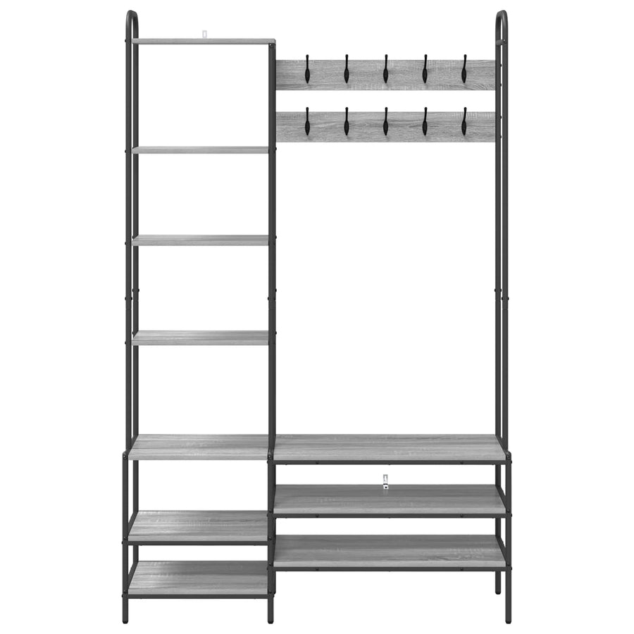 Kapstok met schoenenbank Grijs Sonoma 120,5 x 34 x 190 cm