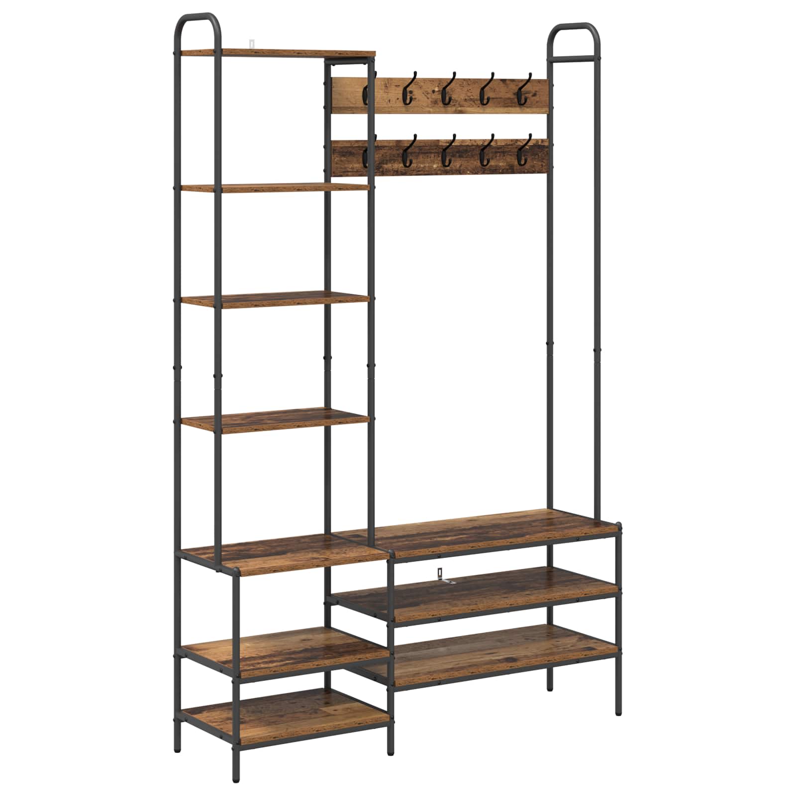 Kapstok met schoenenbank Oud hout 120,5 x 34 x 190 cm