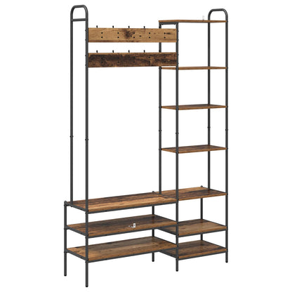 Kapstok met schoenenbank Oud hout 120,5 x 34 x 190 cm