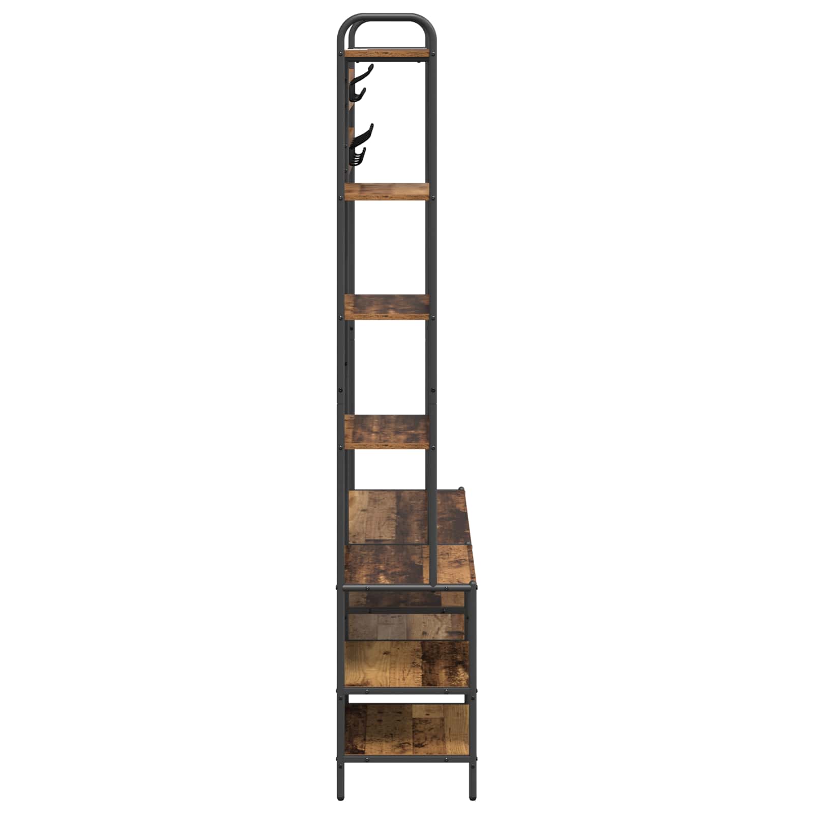 Kapstok met schoenenbank Oud hout 120,5 x 34 x 190 cm