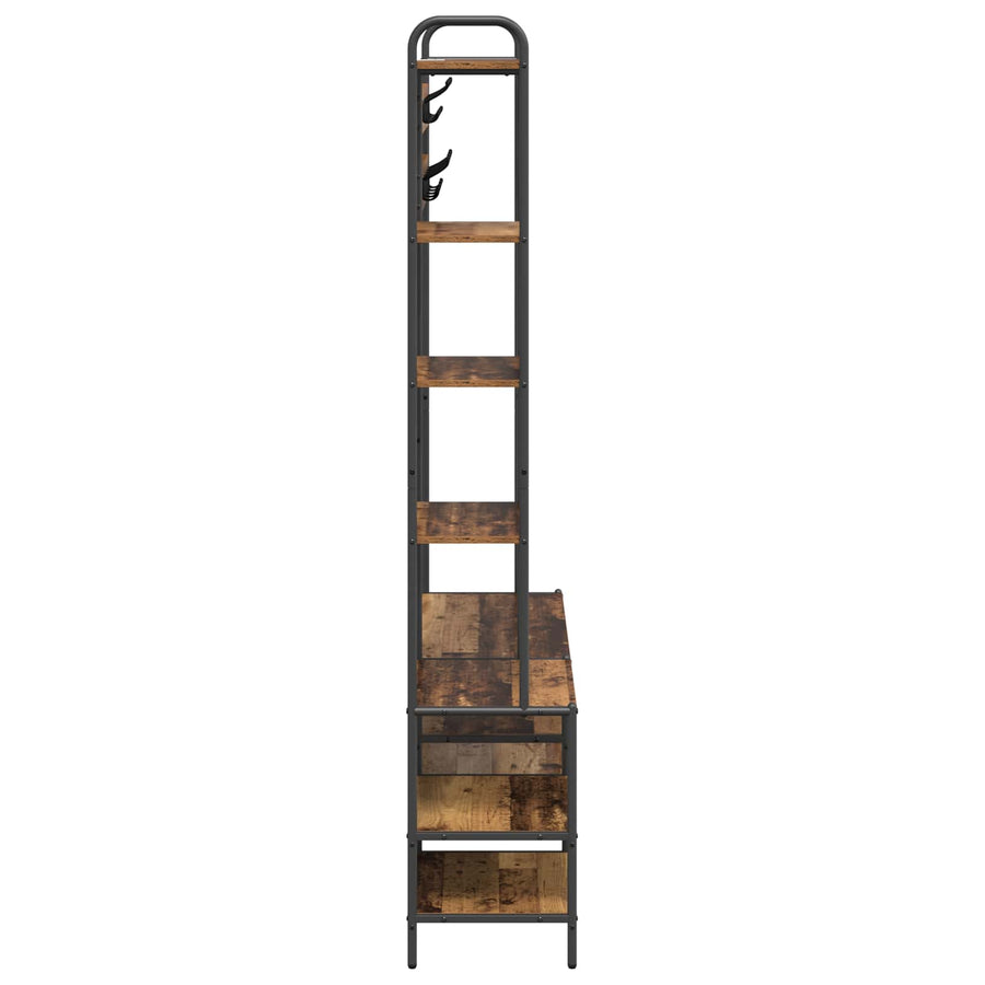 Kapstok met schoenenbank Oud hout 120,5 x 34 x 190 cm