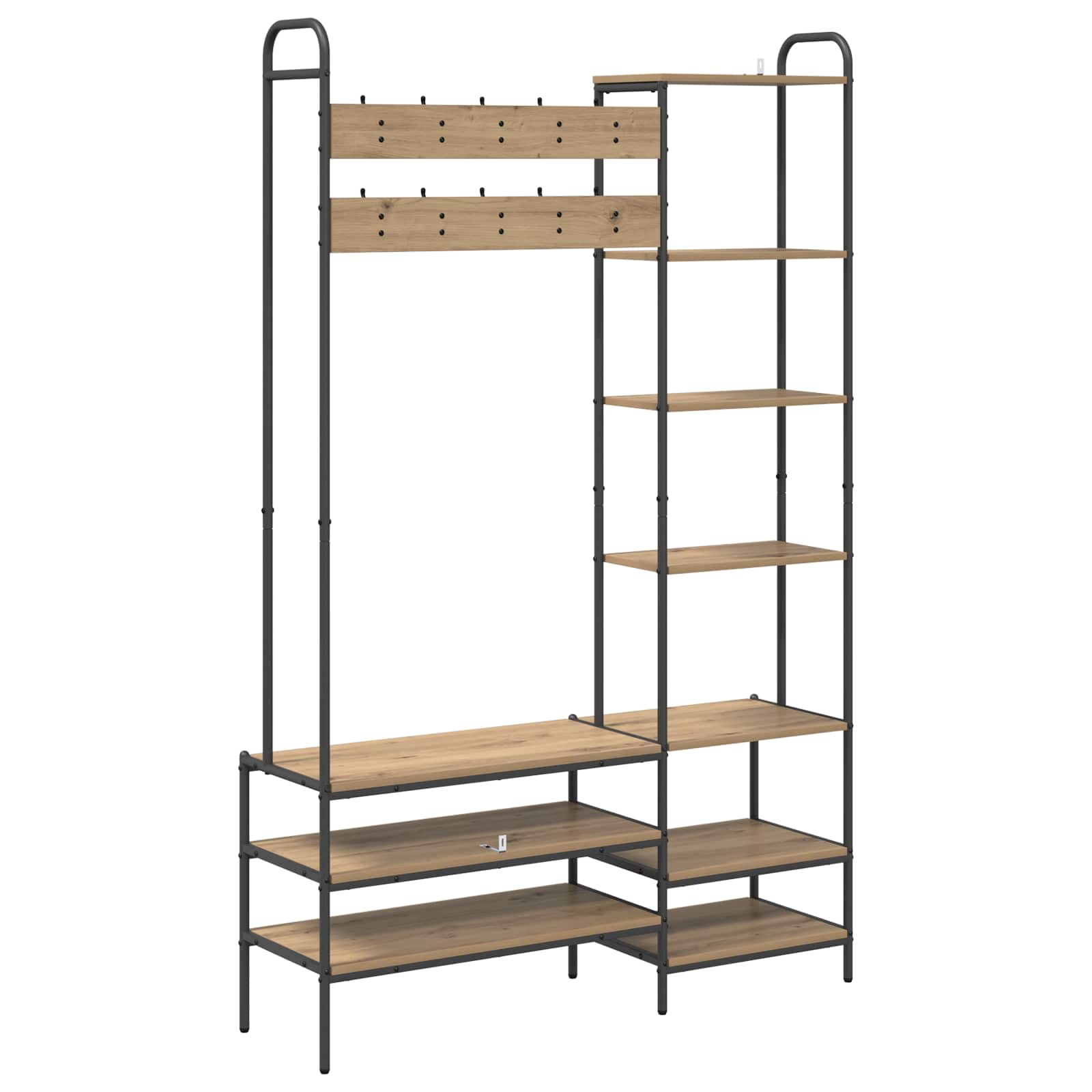 Kapstok met schoenenbank Artisanaal eiken 120,5 x 34 x 190 cm